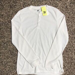 All in Motion, Mens, long sleeve, waffle Henley, white size small, NWT
